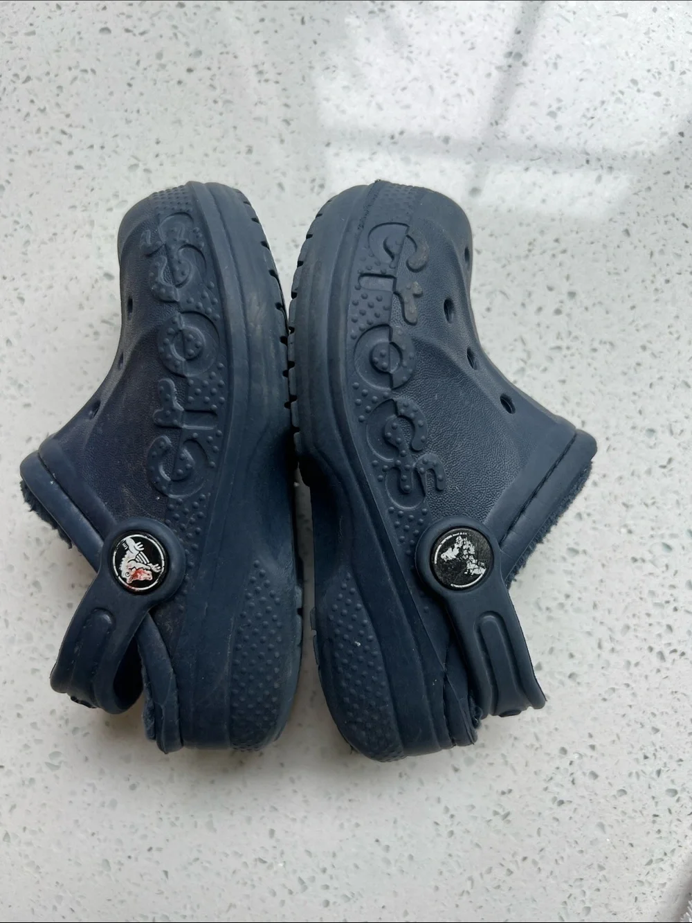 CROCS Kids Fuzzy-Lined Navy Slip-On Clogs